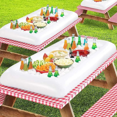 Inflatable Serving Bar Set With Three Pack Ice Bar For Buffet Keeps Food And Drinks Cold For Hours And Includes Drain Plug