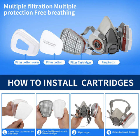 Reusable Half Face Cover With Extra Filters For Painting, Polishing, Welding And Other Work Protection installation guide