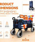 Heavy Duty Beach Wagon With 9 Inch Balloon Wheels For Sand And All Terrain Surfaces with folded dimensions and high load capacity