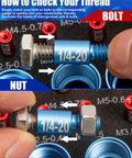 Close-up of 66 Piece Nut And Bolt Thread Checker With Detachable Size Finder In A Foam Storage Case, 34 Metric And 32 Standard Gauges