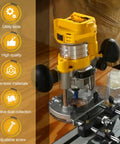 Dust Collection Adapter For DWP611 Compact Router And DNP616 Plunge Base Routers, Quick Install, Shown Installed On Router