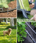 Heavy Duty 5 Inch Galvanized Landscape Staples Pack Of 80 For Weed Barrier Fabric Garden Stakes Yard Stakes Tent Pins And Irrigation Tubing 11 Gauge For Outdoor Projects in use for securing ground covering and irrigation.