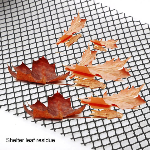 Leaf Guard Mesh Gutter Protector Screen For Outdoor Home And Roof Multipurpose DIY Friendly Shield with leaves on mesh.