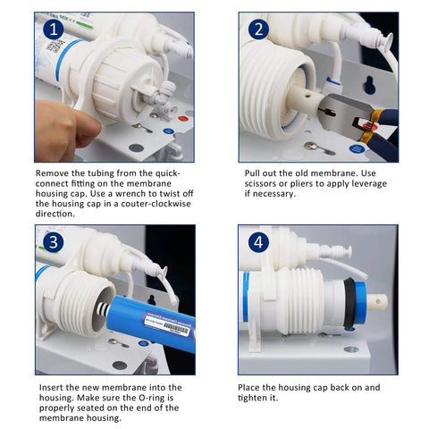 Installation steps for 75 GPD Reverse Osmosis Membrane For Undersink Water Filtration System Next Level Purity Drinking Water Replacement