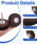 Heavy Duty Abrasive Flap Wheel 3 2 Inch Diameter With Quarter Inch Shank For Smoother Finishing And Fast Material Removal In 150 Grit Aluminum Oxide, showing high-density alumina design.