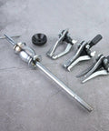 Heavy Duty 5 Piece Gear Bearing Puller Kit Slide Hammer Drop Forged Carbon Steel Locking 3 Jaw Design Fits 15 To 120mm Bearings shown with jaws and slide hammer