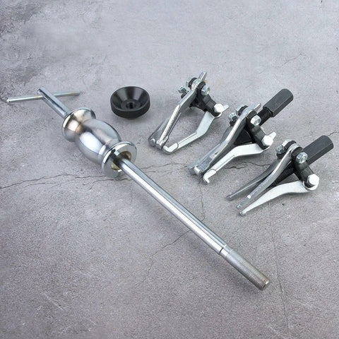 Heavy Duty Carbon Steel Gear Bearing Puller Kit With 1 Point 2 Kilogram Slide Hammer For Toughest Jobs Under The Hood 3 Jaw Setup Grabs Gear And Bearings From Any Side No Messy Tools Needed For Bad Ass Garage Repairs, 3-jaw pullers and slide hammer