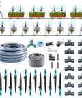 98ft Fast Connect Irrigation System Kit With 12mm And 6mm Tubing, Adjustable Emitters, Easy Plug And Play Connectors displayed