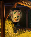 Hot Air Balloon Solar Lantern With Flickering Flame, glass hanging garden light, butterfly pattern, outdoor waterproof
