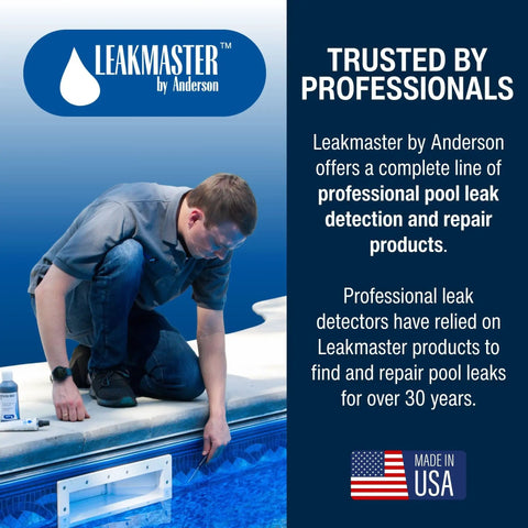 Person using Pool Leak Detector Kit With 8 Oz Blue Dye And Reusable Syringe at pool edge
