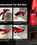 All In One Workhorse Rivet Nut Tool And Rivet Gun With 360 Degree Swivel Head For Tight Spaces being used on metalwork