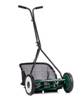 16 Inch 7 Blade Reel Lawn Mower With Grass Catcher For Bermuda Zoysia And Tiff Short Grass Types Eco Friendly Push Mower For Precise Neat Yard Care And Clean Cuts, green steel frame