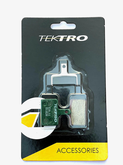 E10.11 Organic Disc Brake Pads 2 Pack For Two Wheel MD M500 Compatible packaged on a Tektro card