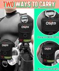 Compact Dive Mesh Gear Bag With Swivel Clip And D Ring attached to scuba diver's vest and weight belt, showing two carry options.