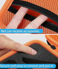Close-up of a Rugged Hard Case Organizer with net pocket and foam slots for circuit breaker finders and GFCI testers kits.