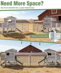 Two assembled Mobile Chicken Coop With Run Wheels And Waterproof Cover Removable Iron Tray Large Nesting Box Ventilated Sliding Window Extendable Outdoor Backyard Poultry Cage For Easy Move Rotation And Fresh Grazing units connected.