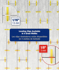 LASH Tile Leveling System Part A Clips For One Sixteenth Inch Grout 1000 Pack used for tile alignment on a surface.