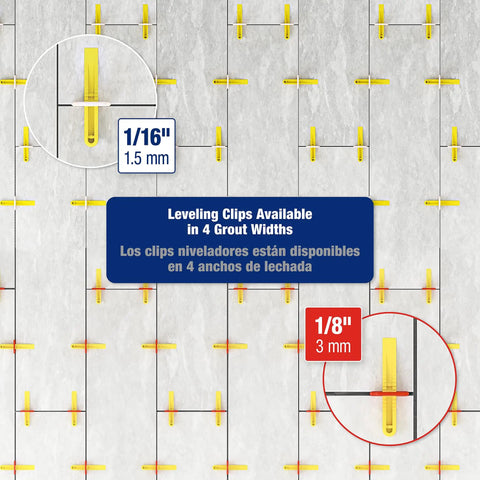 LASH Tile Leveling System Part A Clips For One Sixteenth Inch Grout 1000 Pack used for tile alignment on a surface.