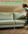 Person moving sofa using Extra Large Furniture Sliders For Carpet And Hardwood Floors 9.5 Inch Heavy Duty Reusable Moving Pads