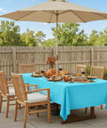 Outdoor Tablecloth With Zipper Umbrella Hole For 60 By 84 Inch Tables Waterproof And Wrinkle Free Stain Resistant Polyester Aqua Blue