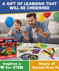 Ultimate Paper Airplane Craft Kit For Kids Ages 4 And Up With 120 Planes Across 10 Designs To Build Fly And Experiment While Learning Flight Science Through Hands On STEM Fun, father and child with paper planes