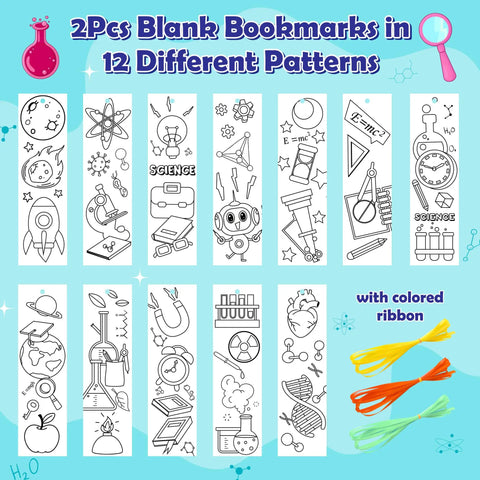 Color Your Own Science Bookmarks Set For Kids Kid Approved 72 Pcs DIY Chemistry Lab Astronaut Themed Coloring Bookmarks for Teachers and Kids.