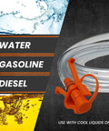 Deluxe Siphon Pump For Gas, Diesel, And Water With 8 Foot Hose, Fast 4 GPM Transfer, Bulb Pump For Upward Or Downward Flow