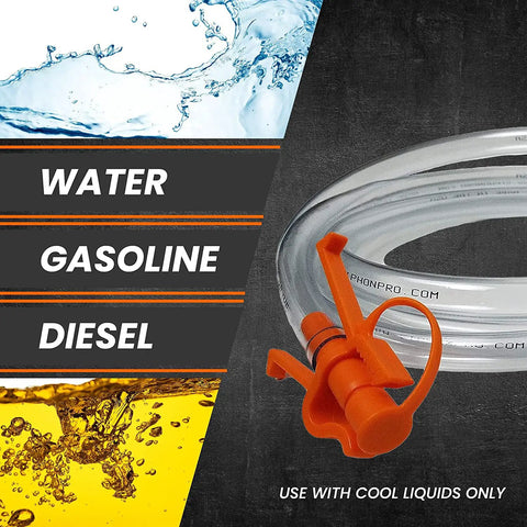 Deluxe Siphon Pump For Gas, Diesel, And Water With 8 Foot Hose, Fast 4 GPM Transfer, Bulb Pump For Upward Or Downward Flow