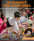 Family enjoying a meal with Bakers Friend Electric Quesadilla Maker 9.5 Inch Extra Stuffing Non Stick Grilled Cheese Press.