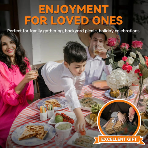 Family enjoying a meal with Bakers Friend Electric Quesadilla Maker 9.5 Inch Extra Stuffing Non Stick Grilled Cheese Press.