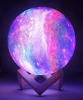 Galaxy Lamp With Wooden Stand 16 LED Color Changing Night Light Touch And Remote USB Rechargeable 7.1 Inch on display