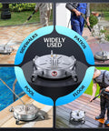 Heavy Duty 4500 PSI Surface Cleaner For Pressure Washer With Stainless Steel Housing Dual High Pressure Jets shown in use on various surfaces