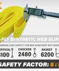 2 Inch By 8 Foot 1 Ply Webbing Sling Lifting Straps Heavy Duty Web Strapping Rigging Gear For Moving Towing Hoisting And Securing Loads Polyester Material Low Stretch measured with caliper