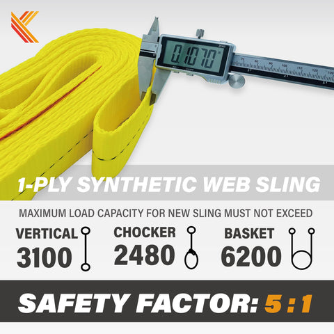 2 Inch By 8 Foot 1 Ply Webbing Sling Lifting Straps Heavy Duty Web Strapping Rigging Gear For Moving Towing Hoisting And Securing Loads Polyester Material Low Stretch measured with caliper