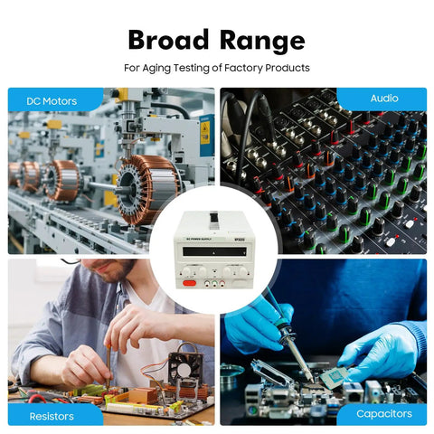 Variable DC Power Supply 0 To 30V 0 To 20A Bench Power Source With Precise Output And LED Readout Real Time Voltage And Current Monitor For Prototyping DIY Electronics Lab Testing And Hands On Projects, bench unit on a test-use collage