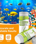 175 Count Aquarium Water Test Strips For Fish Tanks And Ponds Delivers Hella Sharp Ammonia Nitrite Testing With No Sweat Routine And Knockout Accurate Color Charts with colorful fish in a vibrant aquatic scene.