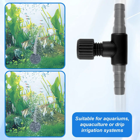 10 Pack T Shaped Aquarium Air Valves One Way Flow Regulator Kit for Fish Tank Air Pump Accessories Fits 3/16 Inch ID Tubing Black Durable Plastic for Easy Airflow Control, black T-valve for aquarium tubing