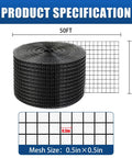 Solar Panel Bird Mesh Guard 6 Inch By 50 Foot Black PVC Coated Steel Netting Keeps Birds And Critters From Nesting Under Panels Built To Last One Half Inch Mesh roll with grid pattern specification
