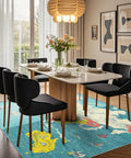 Dining room with 5x7 World Map Rug For Living Room And Bedroom With Ocean Sailboat Design, Washable Low Pile Non Slip Carpet