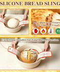No Brainer All In One Sourdough Starter Kit For Beginners with silicone bread sling lifting dough from bowl.