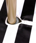 Close-up of Outdoor Round Tablecloth 60 Inch With Zipper Umbrella Hole Water Resistant Polyester Durable Patio Garden Table Cover black stripes