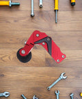 Universal Motorcycle Chain Tensioner Kit With Red Adjuster Sprocket For Dirt Bikes Atvs And Motocross Ensures Smooth Rides With Anti Slip Design, red metal