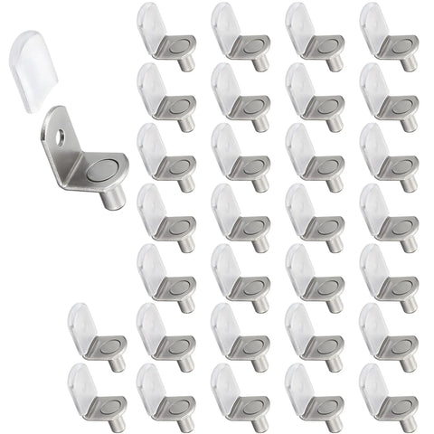 Fifty Piece Bad Boy Metal Shelf Support Pegs And Slick L Shaped Cabinet Clips With Silicone Sleeve For Straight Forward Wood Shelving And Kitchen Furniture Build