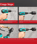 StratMet 1.5-in dry core drill with pilot bit and SDS Plus adapter; front, side, and installed views.