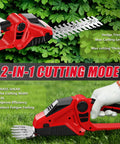 Cordless Hedge Trimmer 2 In 1 Bush Cutter With Grass Shears Electric Trimmer 2200 RPM Garden Tool Battery Not Included