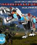 Mechanical T Rex Building Kit With Lights And Rotating Joints Dual Face Display Stand 730 Piece STEM Toy for Boys