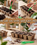 Eco Friendly 200 Cell Seed Starter Tray Kit With 20 Biodegradable Peat Pots T Type Labels And Starter Tools For Easy Seed Starting No Transplant Needed with soil and watering tools