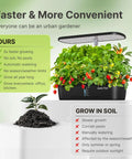Indoor Hydroponic Garden System Kit With 12 Pods And 20W LED Grow Light shown with thriving plants on kitchen surface.