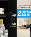 Interior view of 3.3 Cu Ft Fireproof Home Safe With Waterproof Seal Digital Keypad Lock Spare Keys Anti Theft Security Safe with cash inside.