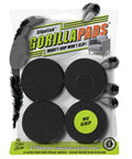 Straight Up Solid Non Slip Furniture Pads 2 Inch Round Black Heavy Duty Grippers Set Of 8 Strong Adhesive Back For Wood Tile Floors Delivers Dead Stop Hold, package with four black circular gripper pads.